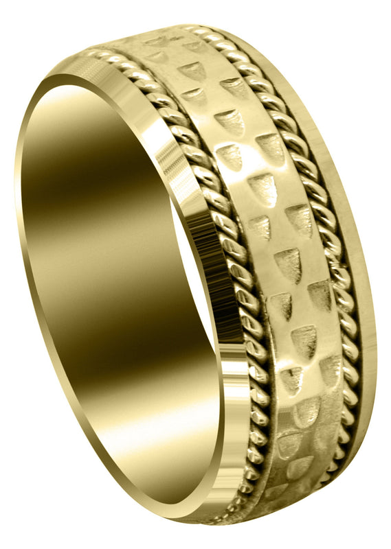 Yellow Gold Celtic Mens Wedding Band | Sand Blast / High Polish Finish (Edward)