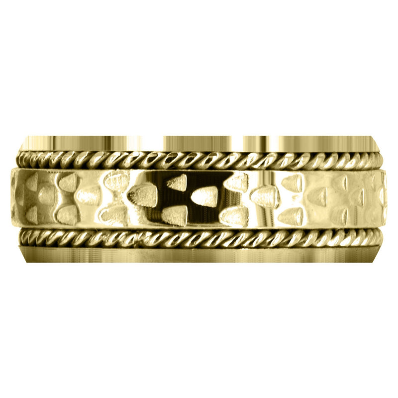 Yellow Gold Celtic Mens Wedding Band | Sand Blast / High Polish Finish (Edward)