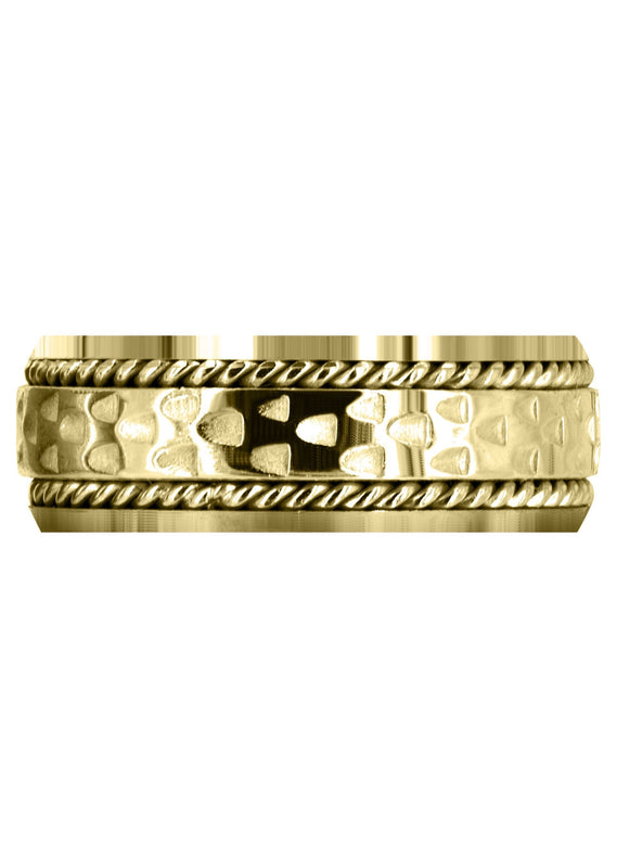 Yellow Gold Celtic Mens Wedding Band | Sand Blast / High Polish Finish (Edward)