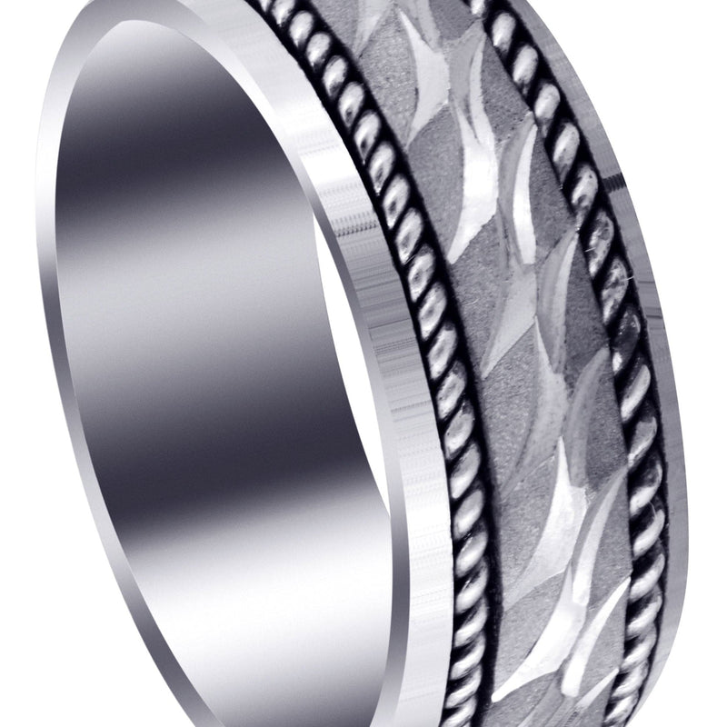 Modern Mens Wedding Band | Sand Blast / High Polish Finish (Luca)