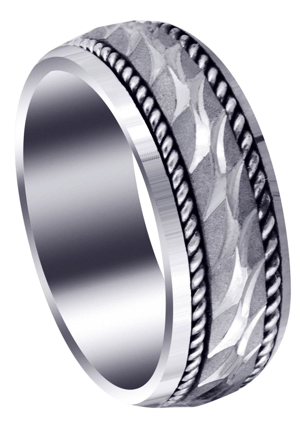 Modern Mens Wedding Band | Sand Blast / High Polish Finish (Luca)