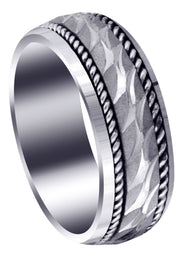 Modern Mens Wedding Band | Sand Blast / High Polish Finish (Luca)