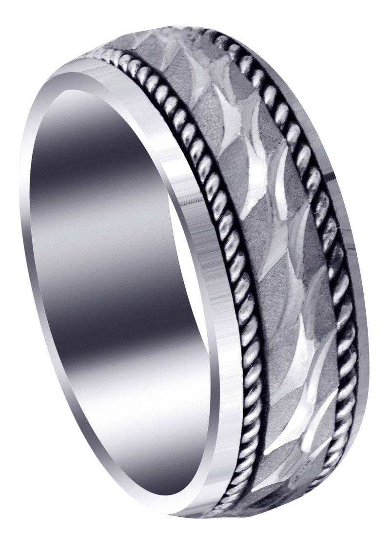 Modern Mens Wedding Band | Sand Blast / High Polish Finish (Luca)