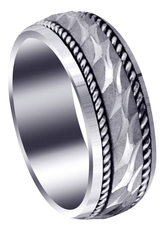 Modern Mens Wedding Band | Sand Blast / High Polish Finish (Luca)