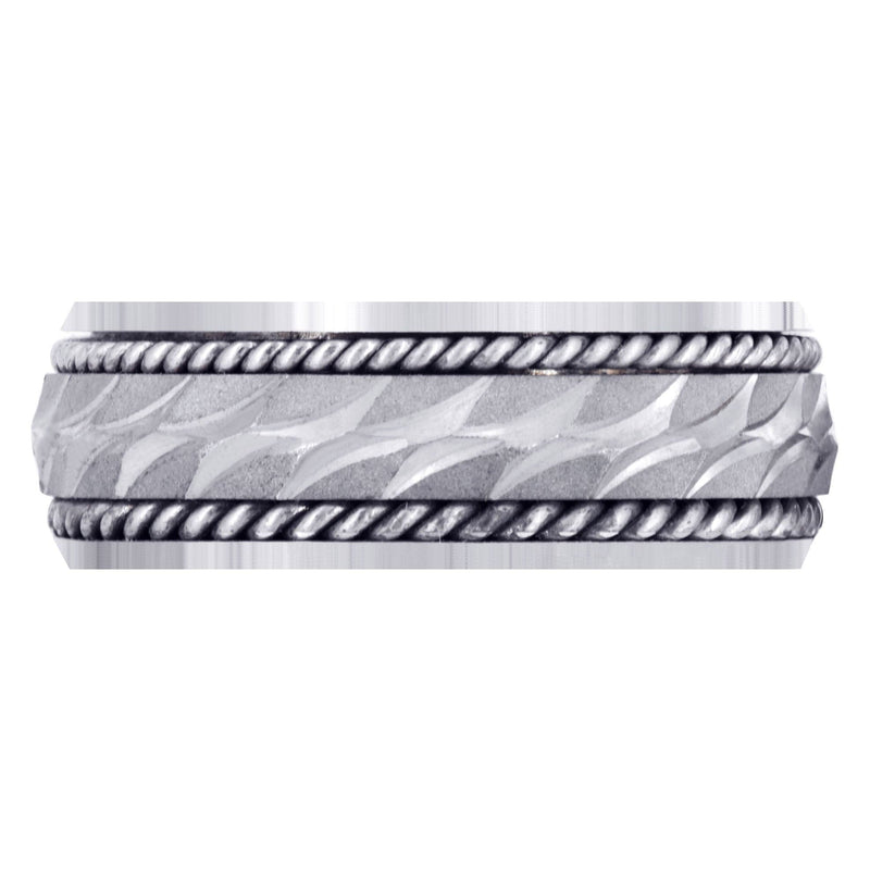 Modern Mens Wedding Band | Sand Blast / High Polish Finish (Luca)