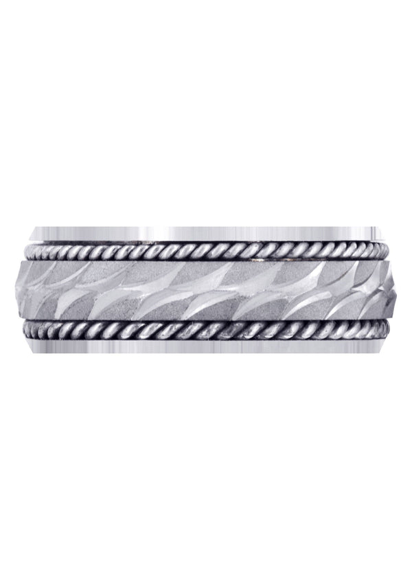 Modern Mens Wedding Band | Sand Blast / High Polish Finish (Luca)