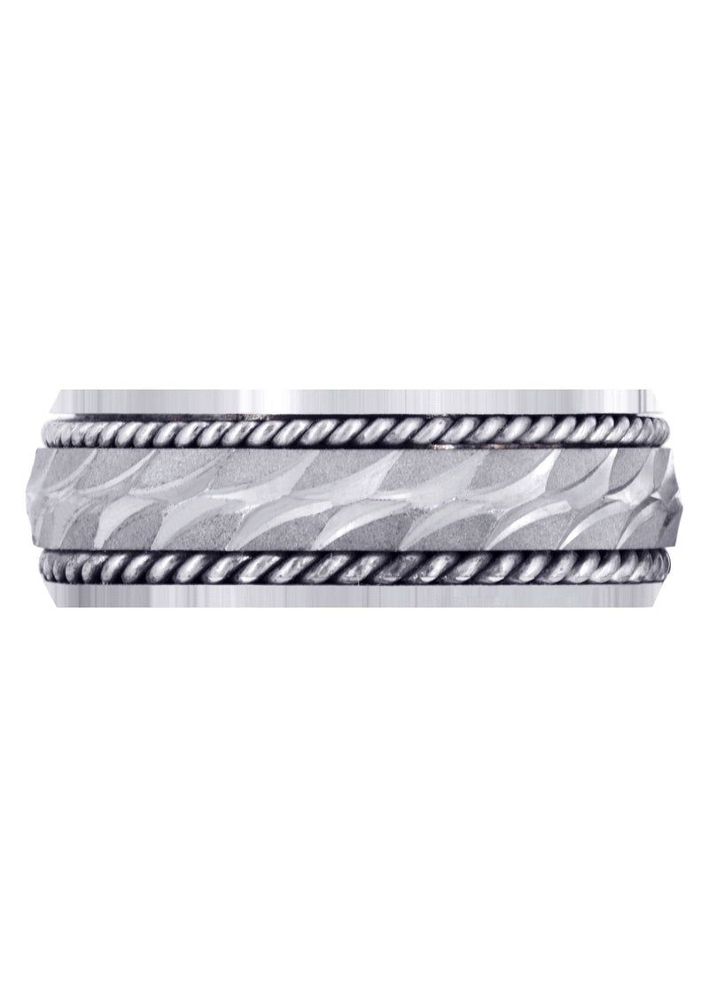 Modern Mens Wedding Band | Sand Blast / High Polish Finish (Luca)