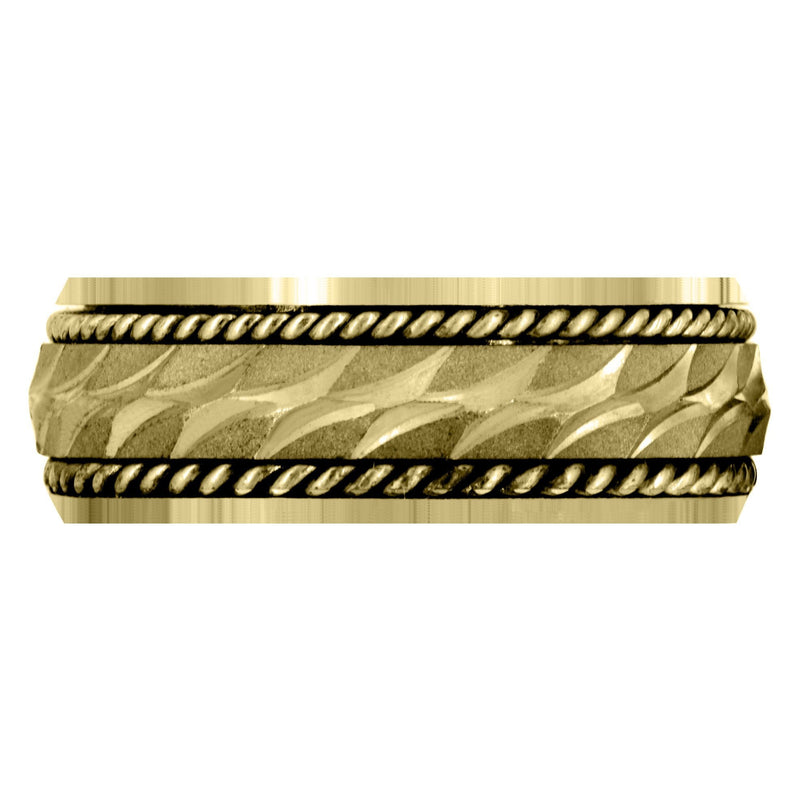 Yellow Gold Modern Mens Wedding Band | Sand Blast / High Polish Finish (Luca)