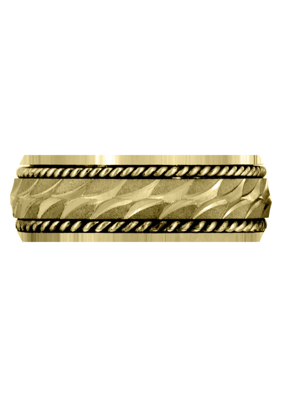 Yellow Gold Modern Mens Wedding Band | Sand Blast / High Polish Finish (Luca)