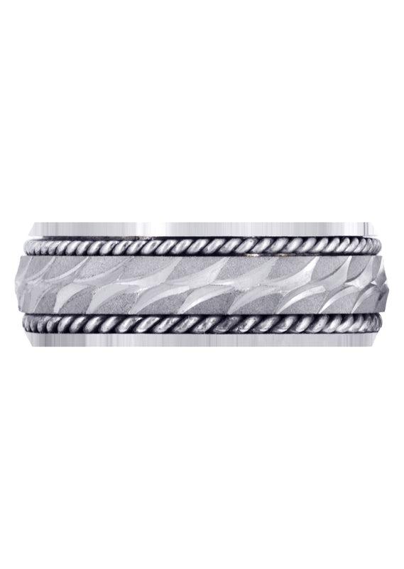 Modern Mens Wedding Band | Sand Blast / High Polish Finish (Luca)