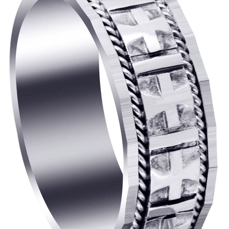 Religious Mens Wedding Band | High Polish Finish (Jude)