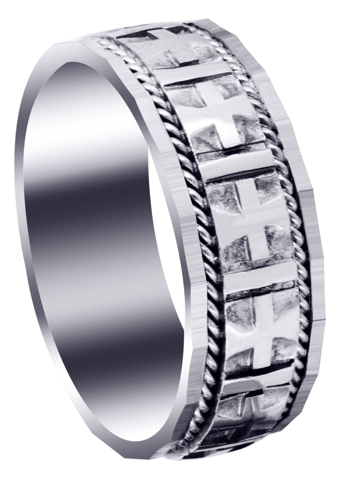 Religious Mens Wedding Band | High Polish Finish (Jude)