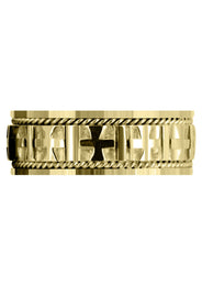Yellow Gold Religious Mens Wedding Band | High Polish Finish (Jude)