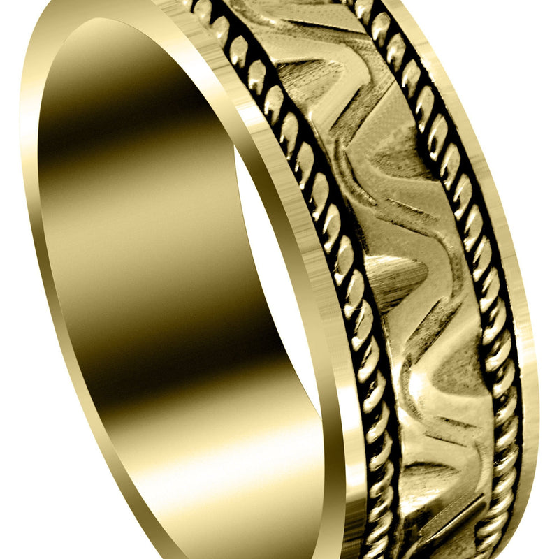 Yellow Gold Modern Mens Wedding Band | Sand Blast Finish (Richard)