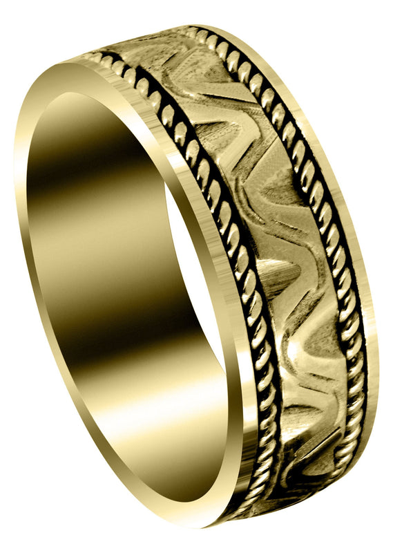 Yellow Gold Modern Mens Wedding Band | Sand Blast Finish (Richard)