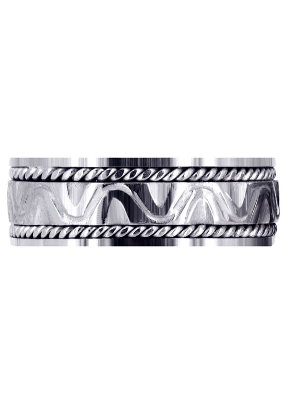Modern Mens Wedding Band | Sand Blast Finish (Richard)