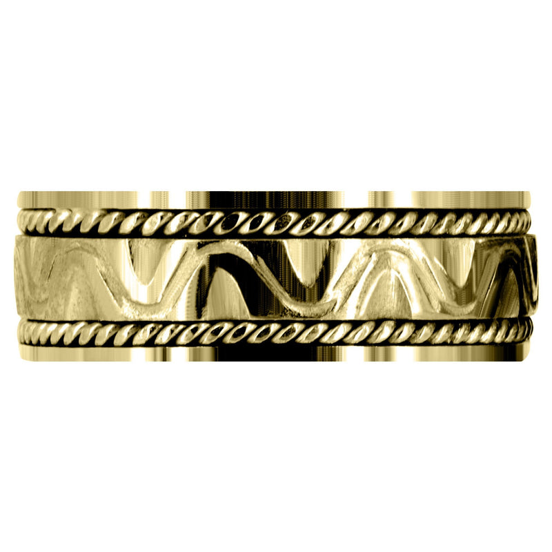 Yellow Gold Modern Mens Wedding Band | Sand Blast Finish (Richard)