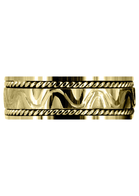 Yellow Gold Modern Mens Wedding Band | Sand Blast Finish (Richard)