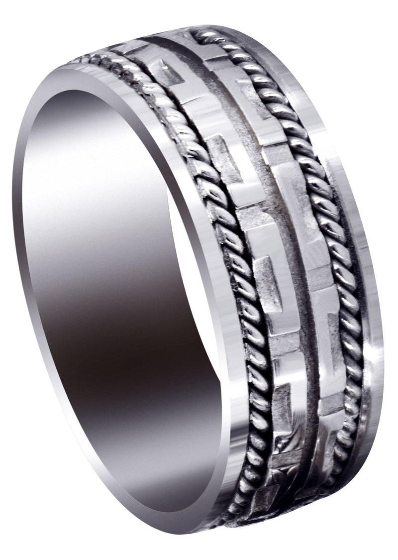 Modern Unique Mens Wedding Band | Sand Blast / High Polish Finish (Steven)
