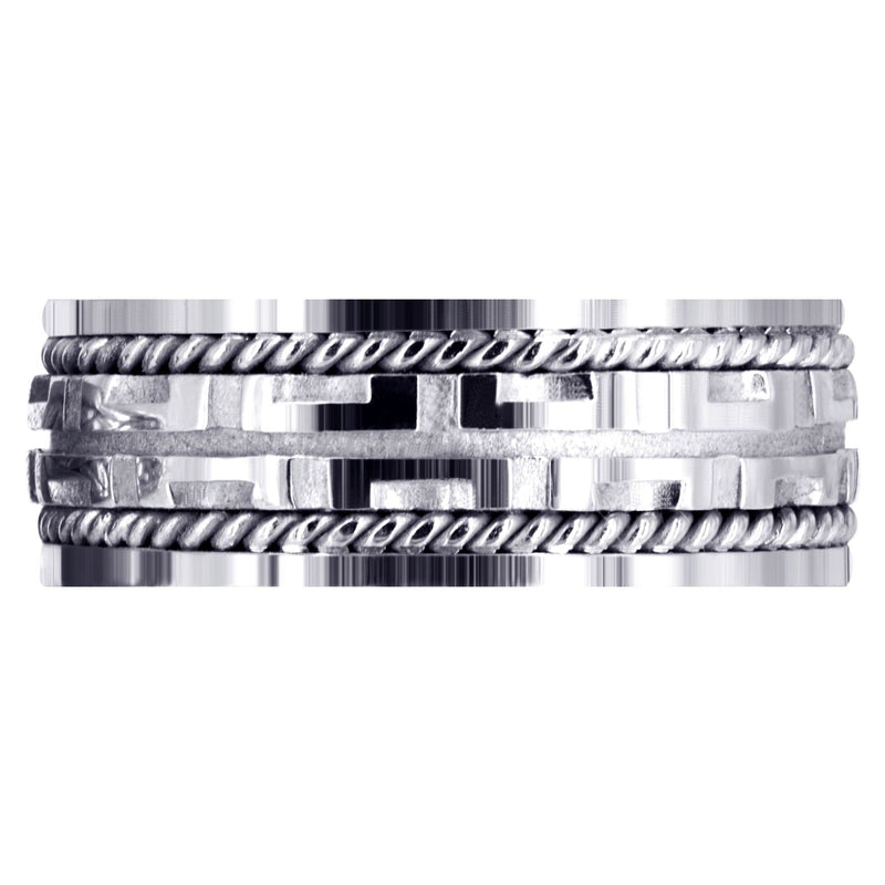 Modern Unique Mens Wedding Band | Sand Blast / High Polish Finish (Steven)