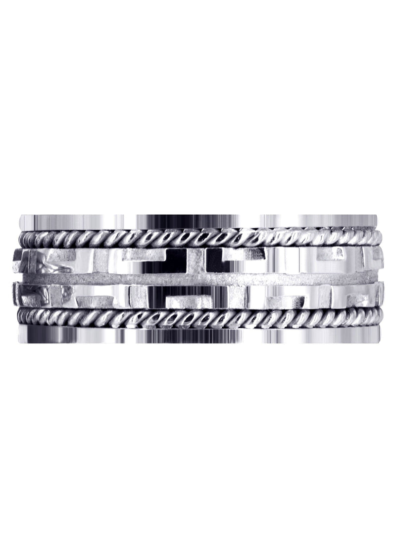 Modern Unique Mens Wedding Band | Sand Blast / High Polish Finish (Steven)