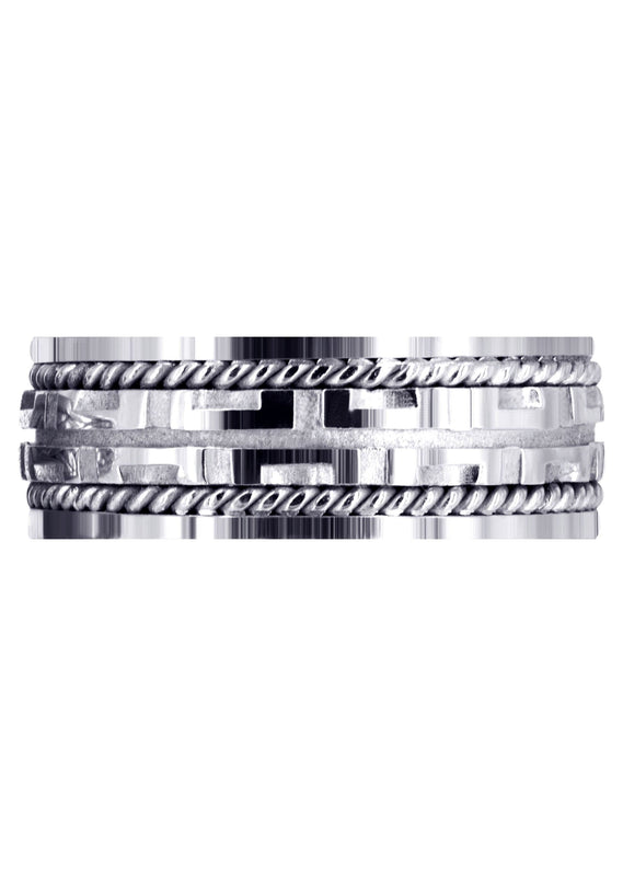 Modern Unique Mens Wedding Band | Sand Blast / High Polish Finish (Steven)