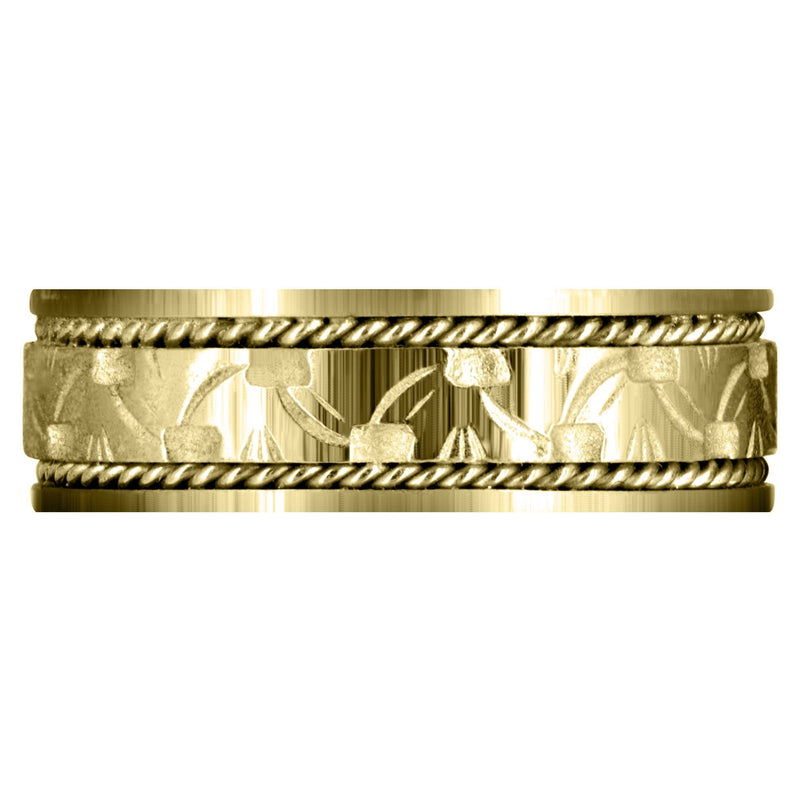 Yellow Gold Modern Mens Wedding Band | Satin Finish (Bennett)