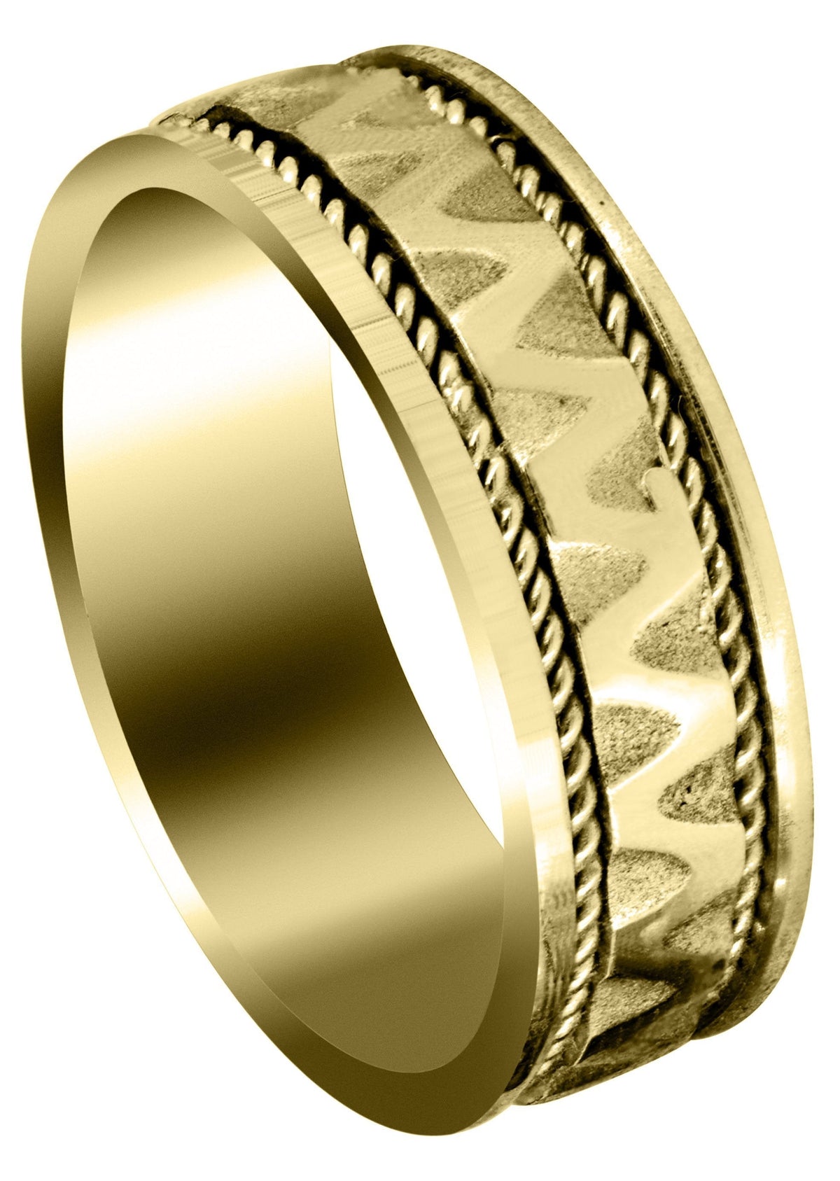 Yellow Gold Celtic Mens Wedding Band | Sand Blast / High Polish Finish (Max)