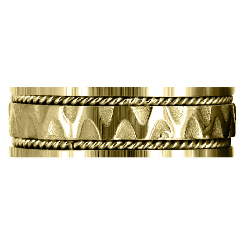 Yellow Gold Celtic Mens Wedding Band | Sand Blast / High Polish Finish (Max)