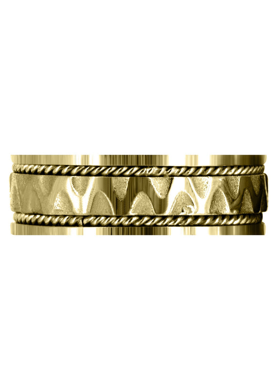 Yellow Gold Celtic Mens Wedding Band | Sand Blast / High Polish Finish (Max)