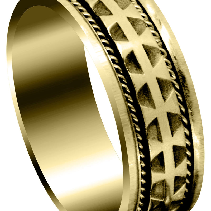 Yellow Gold Modern Mens Wedding Band | High Polish Finish (Carlos)