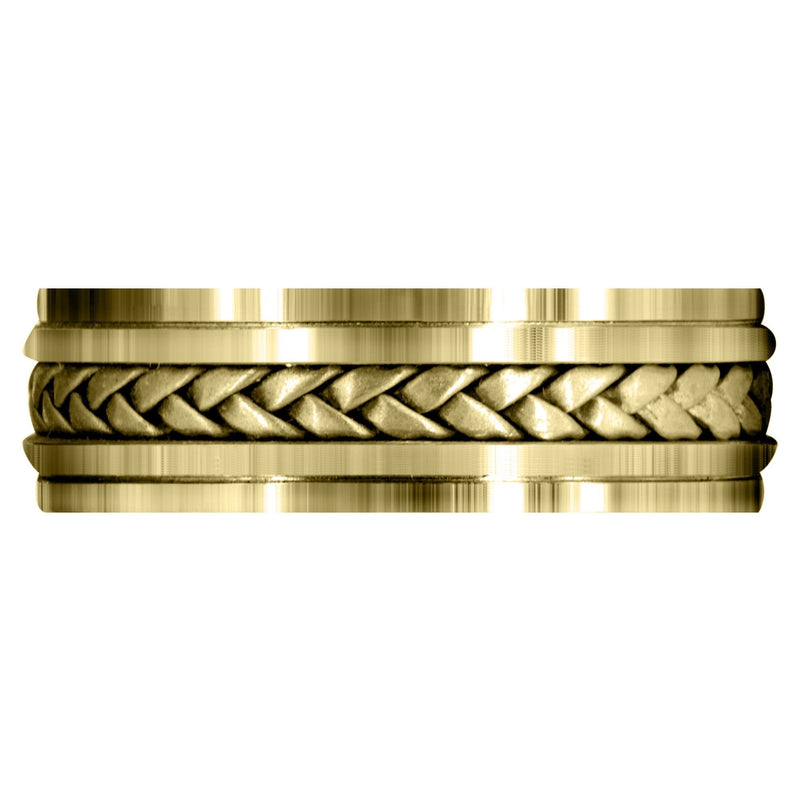 Yellow Gold Hand Woven Mens Wedding Band | Satin Finish (Cole)