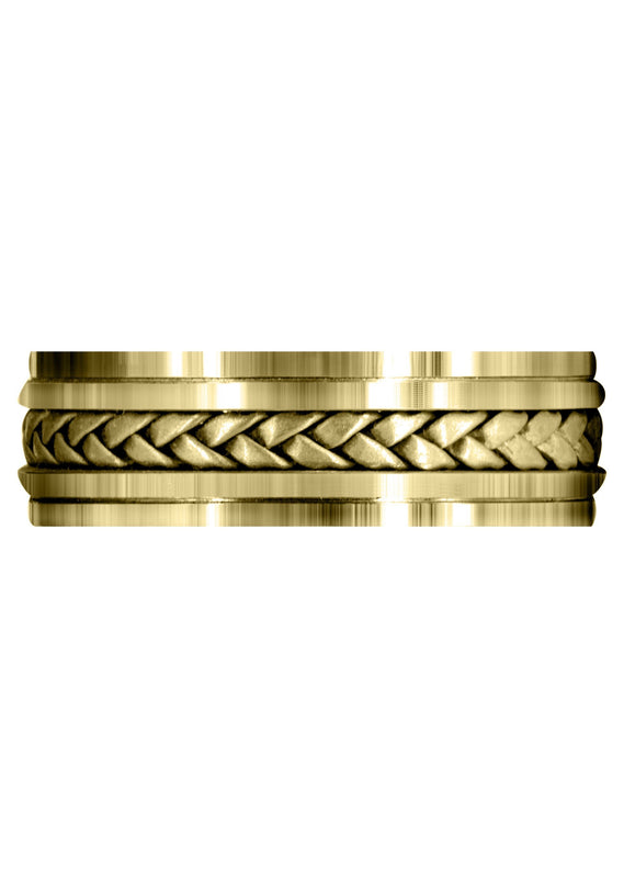 Yellow Gold Hand Woven Mens Wedding Band | Satin Finish (Cole)
