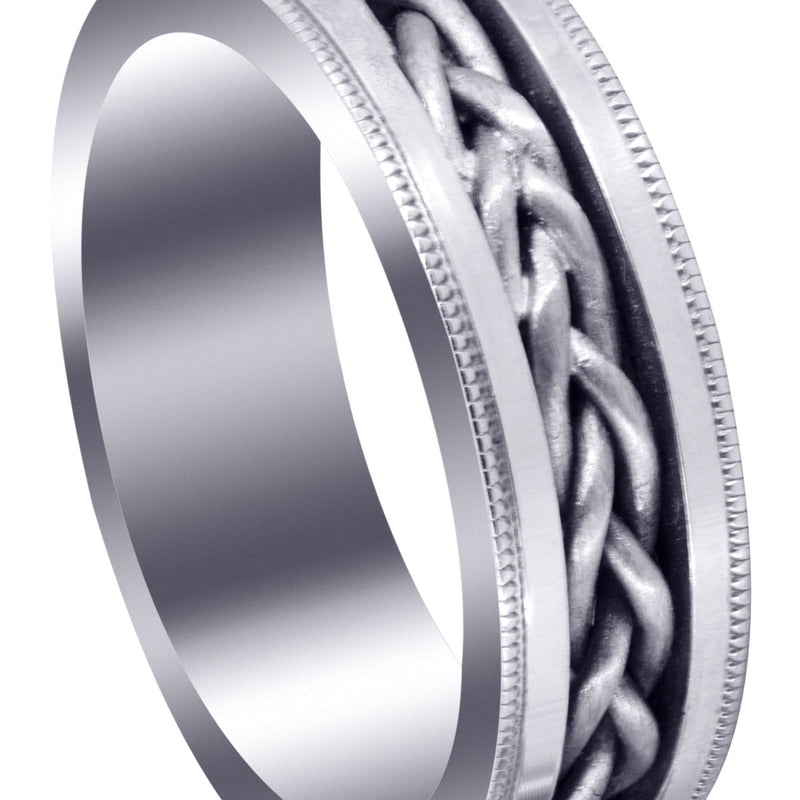 Hand Woven Mens Wedding Band | Wire Matt Finish (Antonio)