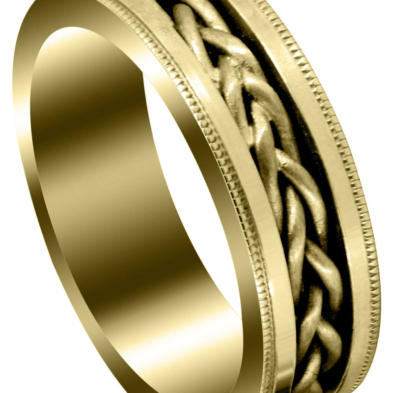 Yellow Gold Hand Woven Mens Wedding Band | Wire Matt Finish (Antonio)