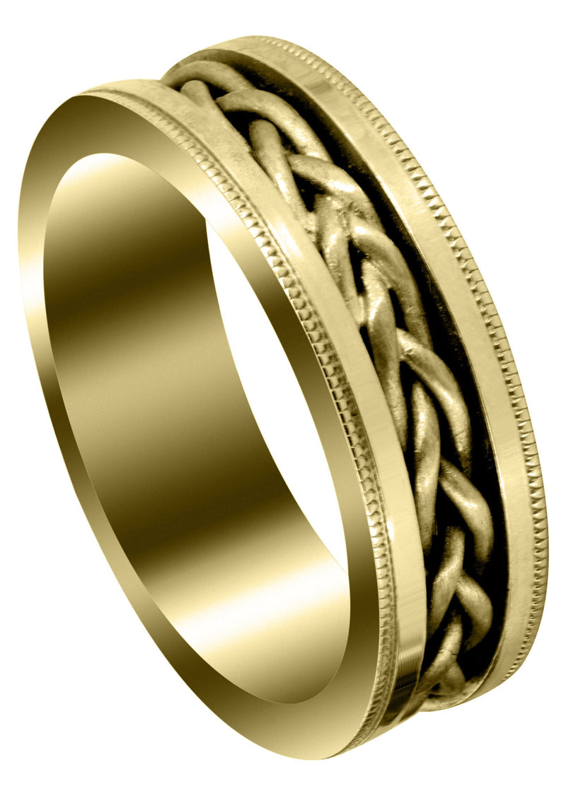 Yellow Gold Hand Woven Mens Wedding Band | Wire Matt Finish (Antonio)