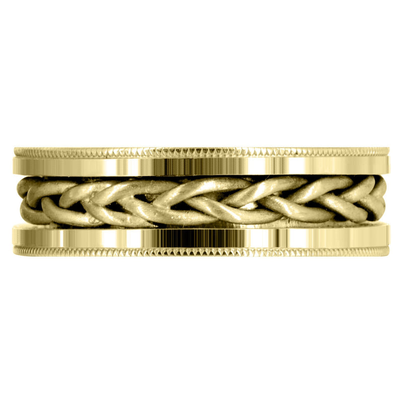 Yellow Gold Hand Woven Mens Wedding Band | Wire Matt Finish (Antonio)
