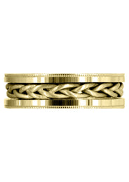 Yellow Gold Hand Woven Mens Wedding Band | Wire Matt Finish (Antonio)
