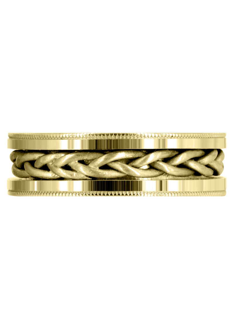 Yellow Gold Hand Woven Mens Wedding Band | Wire Matt Finish (Antonio)