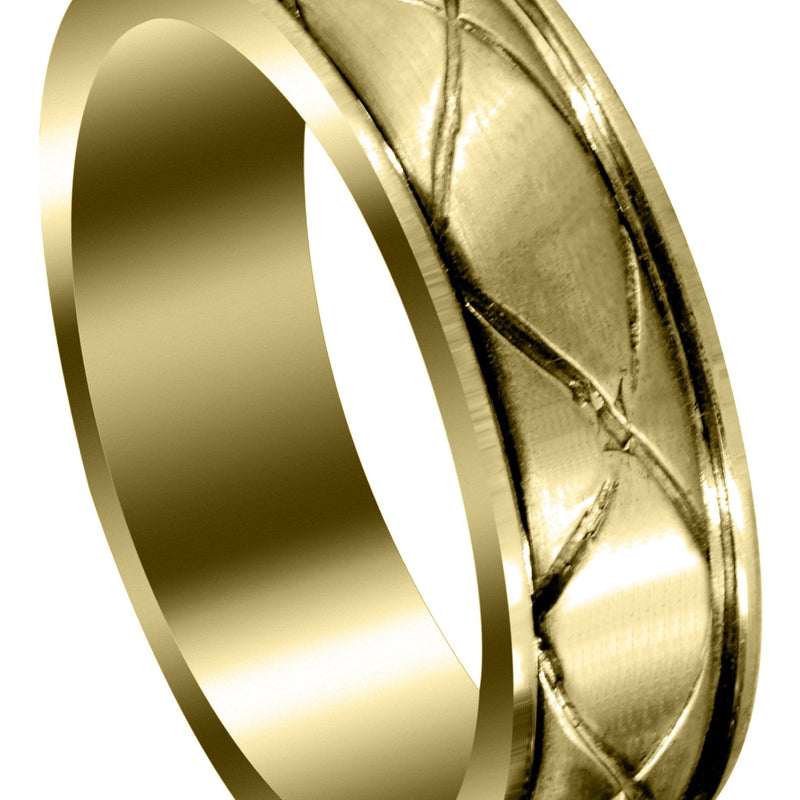 Yellow Gold Contemporary Mens Wedding Band | Satin Finish (Hayden)