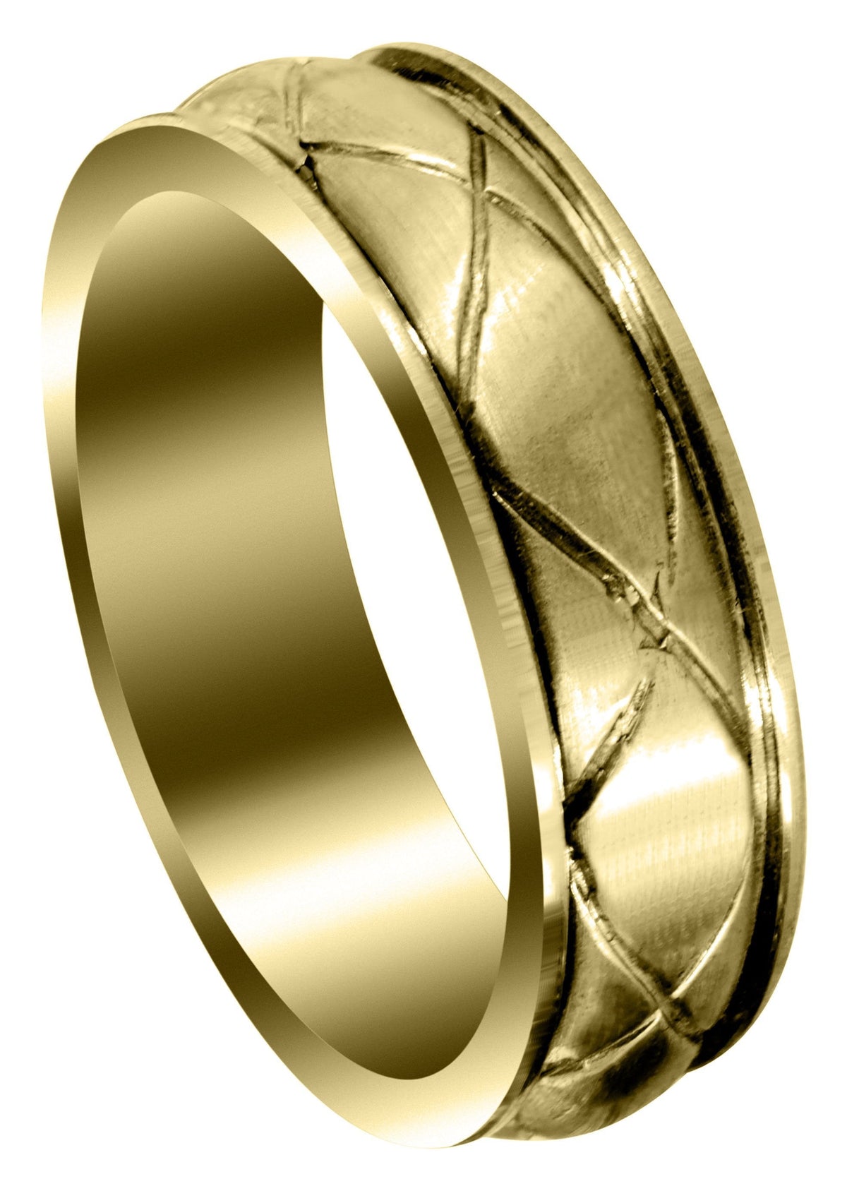 Yellow Gold Contemporary Mens Wedding Band | Satin Finish (Hayden)