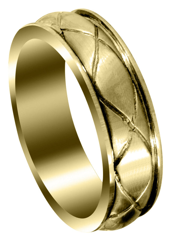 Yellow Gold Contemporary Mens Wedding Band | Satin Finish (Hayden)