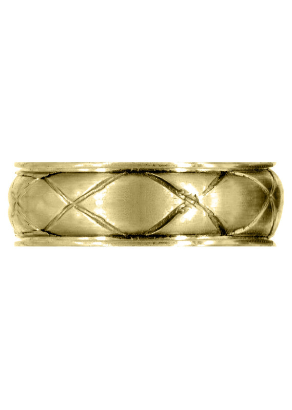 Yellow Gold Contemporary Mens Wedding Band | Satin Finish (Hayden)