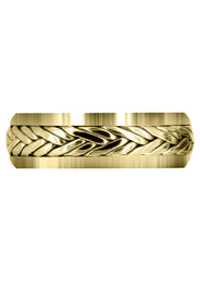 Yellow Gold Hand Woven Mens Wedding Band | High Polish Finish (Ryker)