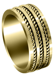 Yellow Gold Hand Woven Unique Mens Wedding Band | High Polish Finish (Ezekiel)
