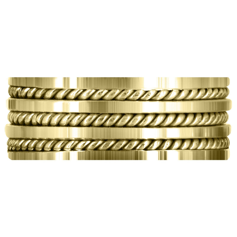 Yellow Gold Hand Woven Unique Mens Wedding Band | High Polish Finish (Ezekiel)