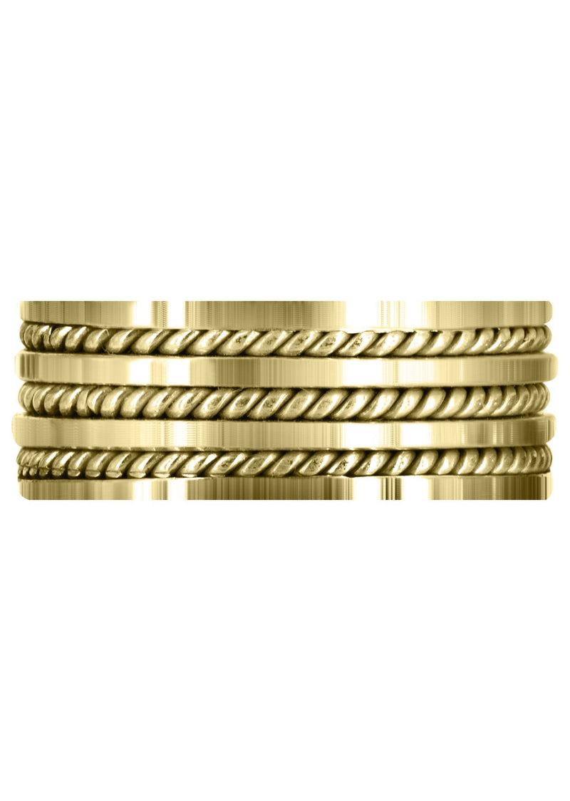 Yellow Gold Hand Woven Unique Mens Wedding Band | High Polish Finish (Ezekiel)
