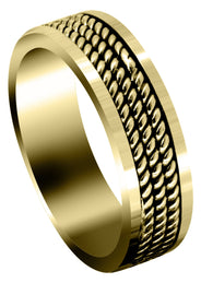 Yellow Gold Hand Woven Mens Wedding Band | High Polish Finish (Maxwell)