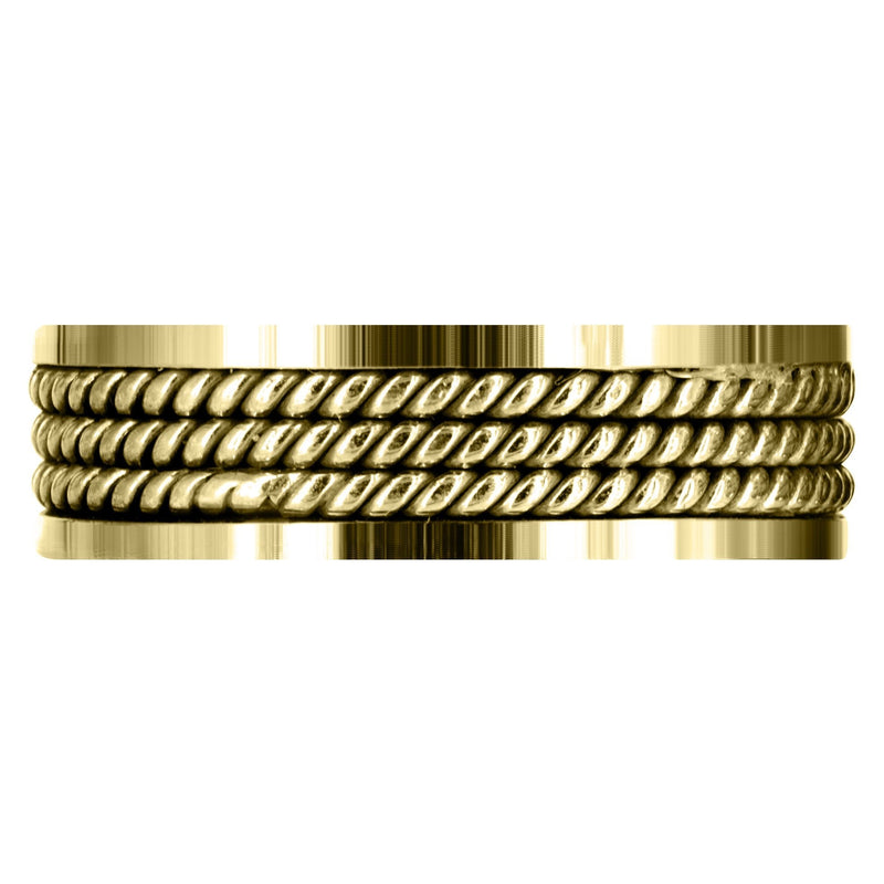 Yellow Gold Hand Woven Mens Wedding Band | High Polish Finish (Maxwell)