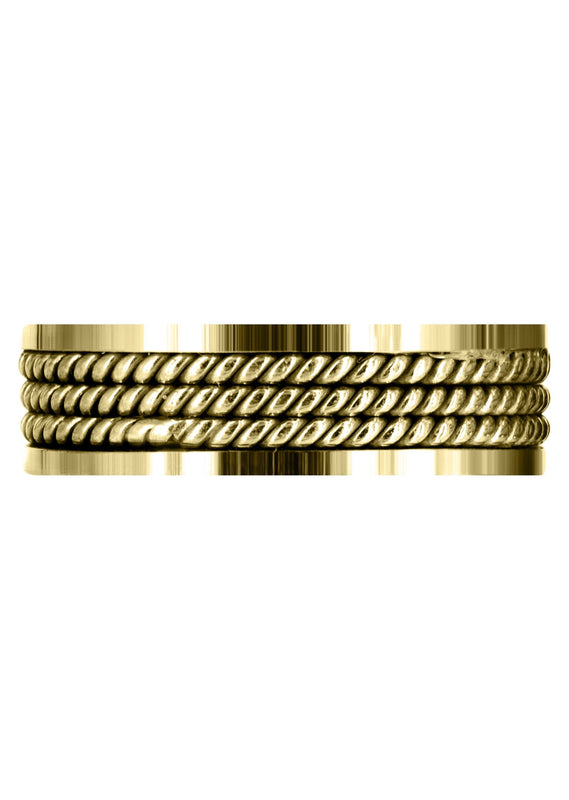 Yellow Gold Hand Woven Mens Wedding Band | High Polish Finish (Maxwell)